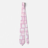 Cravate Motif en mosaïque rose et blanc (Devant)