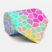 Cravate Motif en mosaïque rose jaune vert (Roulé)
