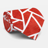 Cravate Motif en mosaïque rouge et blanche (Roulé)