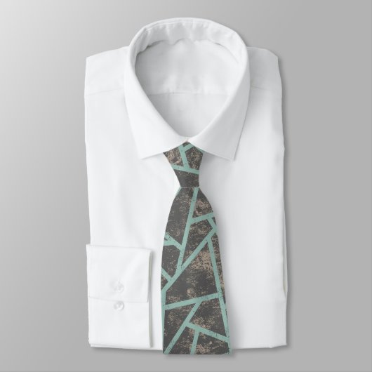 Cravate Motif en mosaïque vert pâle et gris (Attaché)