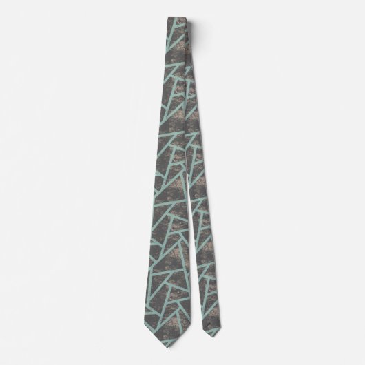 Cravate Motif en mosaïque vert pâle et gris (Devant)