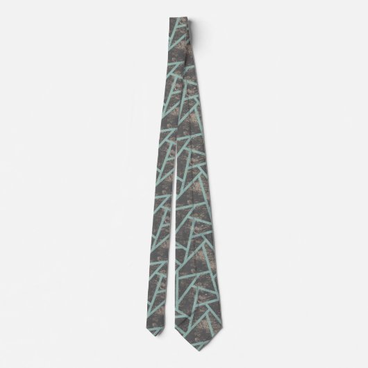 Cravate Motif en mosaïque vert pâle et gris (Dos)