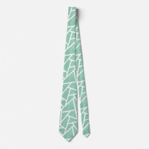 Cravate Motif en mosaïque verte et blanche