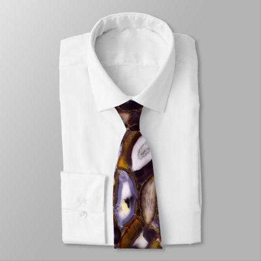 Cravate Motif en pierre blanche Brown violet (Attaché)