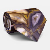 Cravate Motif en pierre blanche Brown violet (Roulé)