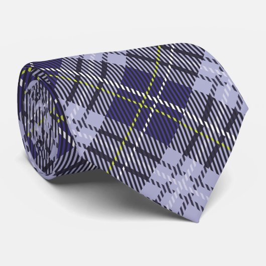 Cravate Motif en plaid bleu et gris (Roulé)