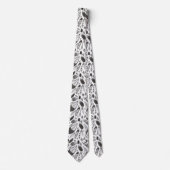 Cravate motif en plumes noir et blanc (Devant)