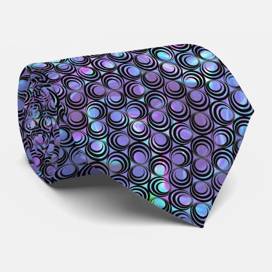 Cravate Motif en spirale opalescent iridescent - coutume (Roulé)