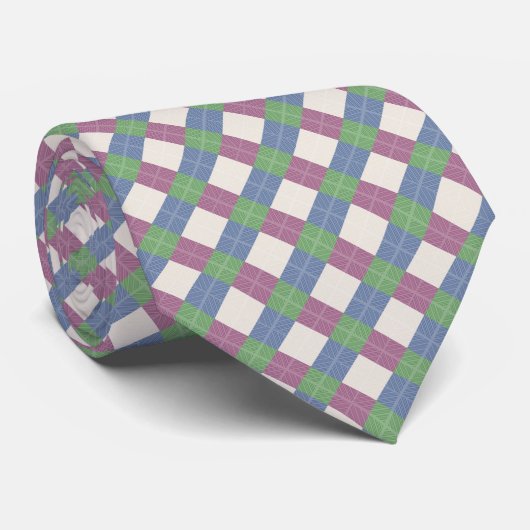 Cravate Motif en treillis à patchwork pastel (Roulé)