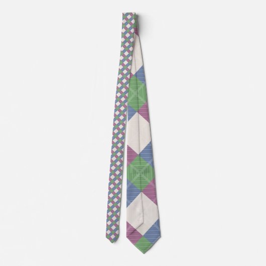 Cravate Motif en treillis à patchwork pastel (Dos)