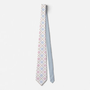 Cravate Motif en treillis de coquillages pastel de plage c