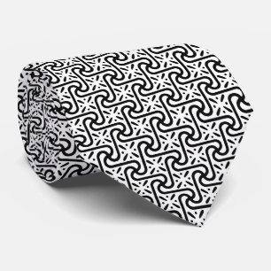 Cravate Motif en tuiles égyptiennes, noir et blanc