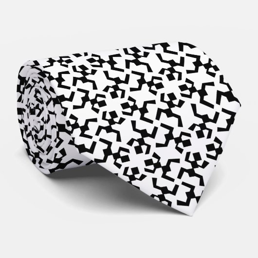Cravate Motif ethnique africain noir et blanc (Roulé)