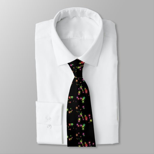 Cravate motif étoile coloré sur noir (Attaché)