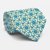 Cravate Motif étoile de David bleu et crème (Roulé)
