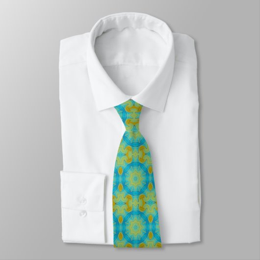 Cravate Motif étoile en bleu et vieux or jaune (Attaché)