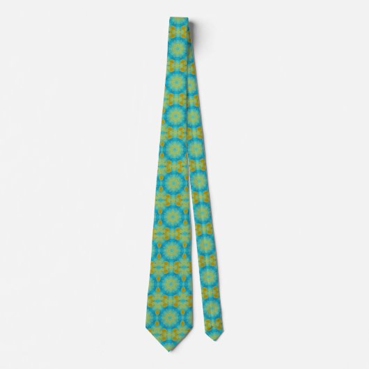 Cravate Motif étoile en bleu et vieux or jaune (Devant)