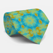 Cravate Motif étoile en bleu et vieux or jaune (Roulé)