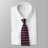 Cravate Motif étoile - rose sur noir (Attaché)