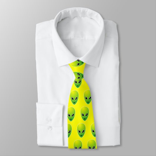 Cravate Motif extraterrestre - sur Jaune (Attaché)