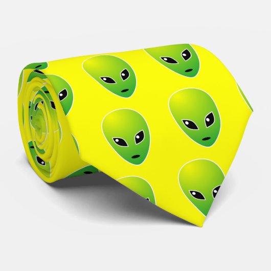 Cravate Motif extraterrestre - sur Jaune (Roulé)