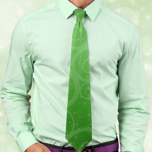 Cravate Motif Festive Vacances vertes tourbillons et point