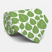 Cravate Motif feuille 02 - Avocado vert sur blanc (Roulé)