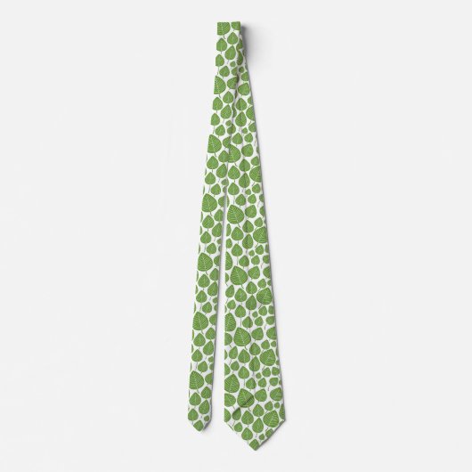 Cravate Motif feuille 02 - Avocado vert sur blanc (Dos)