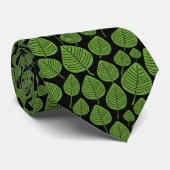 Cravate Motif feuille 02 - Avocado vert sur noir (Roulé)