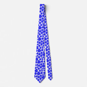 Cravate Motif feuille 02 - Bleu sur blanc