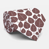 Cravate Motif feuille 02 - Brown foncé sur blanc (Roulé)