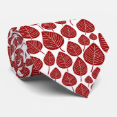 Cravate Motif feuille 02 - Ruby sur blanc (Roulé)