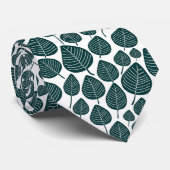 Cravate Motif feuille 02 - Vert foncé sur blanc (Roulé)