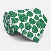 Cravate Motif feuille 02 - Vert forêt sur blanc (Roulé)