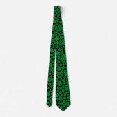 Cravate Motif feuille 02 - Vert herbe sur noir (Dos)