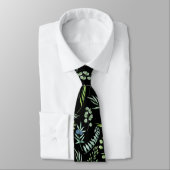 Cravate Motif feuille 11.bw Black BG (Attaché)