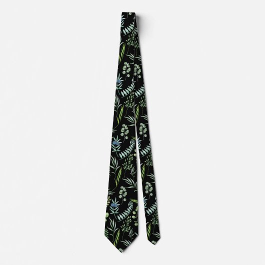 Cravate Motif feuille 11.bw Black BG (Devant)