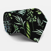 Cravate Motif feuille 11.bw Black BG (Roulé)