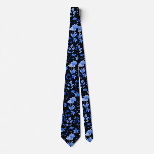 Cravate Motif feuille 12.bw Black BG (Devant)