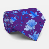 Cravate Motif feuille 12.bw Violet BG (Roulé)