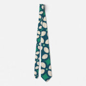 Cravate Motif feuille bleu vert minimal (Dos)