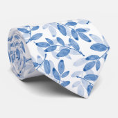 Cravate Motif Feuille d'aquarelle bleu (Roulé)
