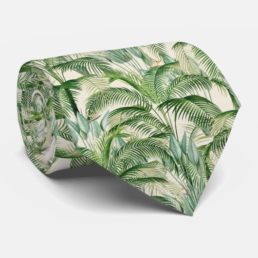 Cravate Motif Feuille de palme de feuillage tropical (Roulé)