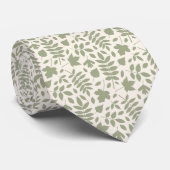 Cravate Motif Feuille déchiré vert sur crème (Roulé)