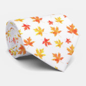 Cravate Motif feuille d'érable jaune orange (Roulé)