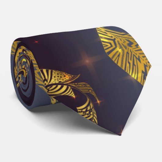 Cravate Motif feuille d'or (Roulé)