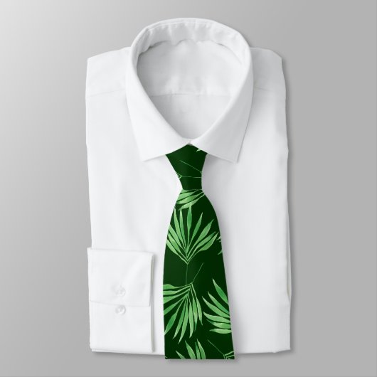 Cravate Motif Feuille du palmier à feuillage vert (Attaché)