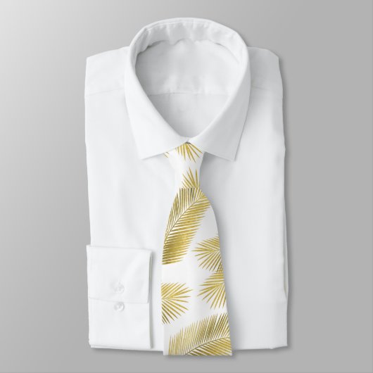 Cravate Motif Feuille Gold Foil Palm (Attaché)