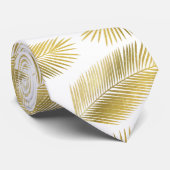 Cravate Motif Feuille Gold Foil Palm (Roulé)