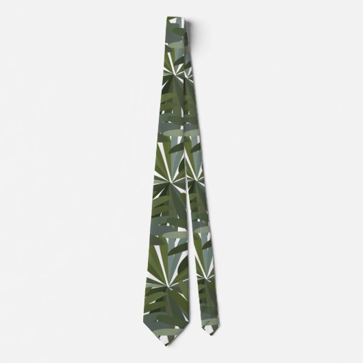 Cravate Motif Feuille vert (Devant)